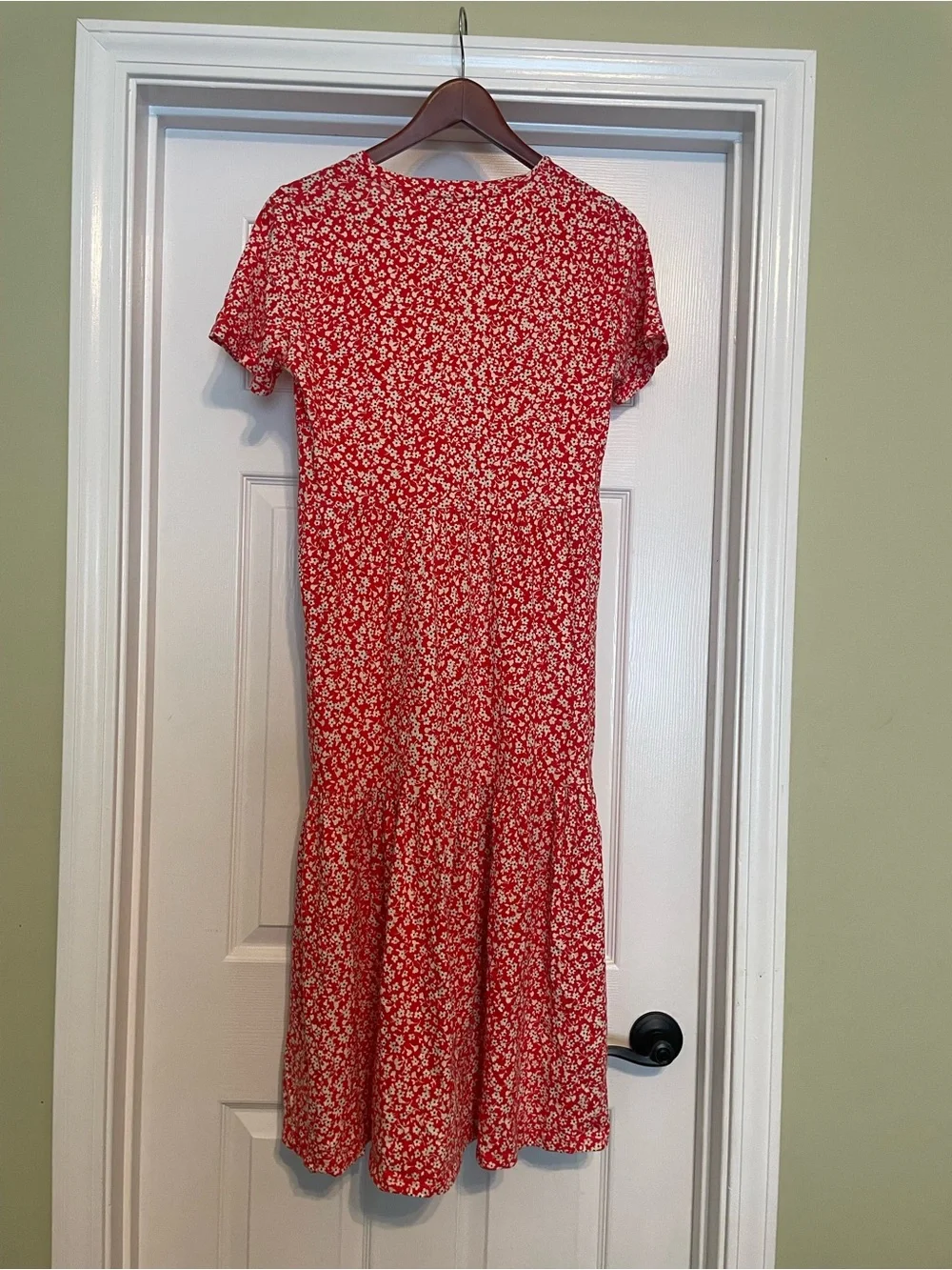 J. Crew Red Floral Midi Dress Size XS